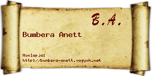 Bumbera Anett névjegykártya